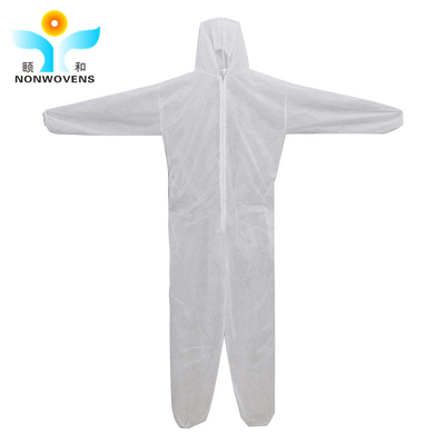 Safety SMS Hooded Disposable Protective Wear With Zipper Chemical Protect Resistant