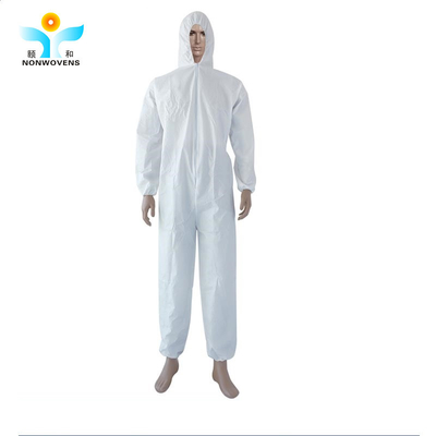 Safety SMS Hooded Disposable Protective Wear With Zipper Chemical Protect Resistant