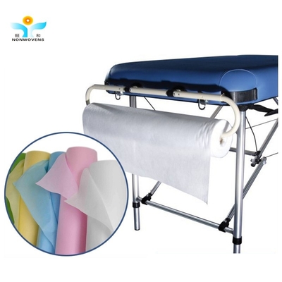 Eco Friendly Disposable Bed Sheet Roll Soft Dustproof Breathable 20-45gsm PP SMS PE Fabric