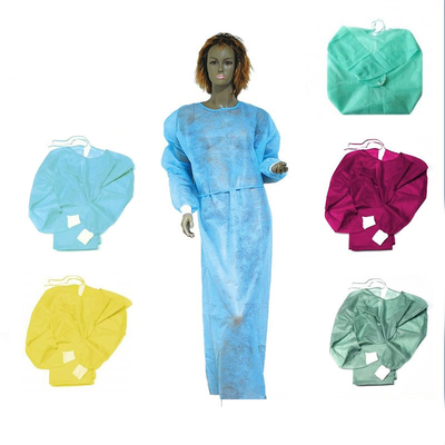 Polypropylene Isolation Gown With Elastic Cuffs Collar Tie Design 16-45gsm