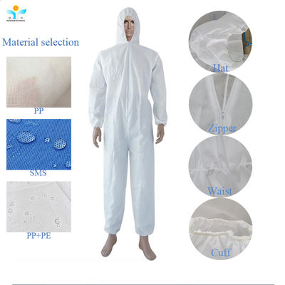 waterproof Disposable Protective Wear , Biological Safety PPE Coverall Suit