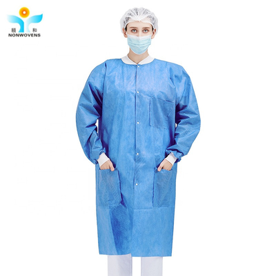 35gsm Disposable Lab Coat PP Non Woven Spunbond Laboratory Cleaning Room Clothes